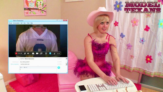 60s swinging single Jenna Suvari was online Skyping with guys and super horny! Steve Awesome always seems to find his way over to get into her tiny little pink panties, and today was not going to be an exception!